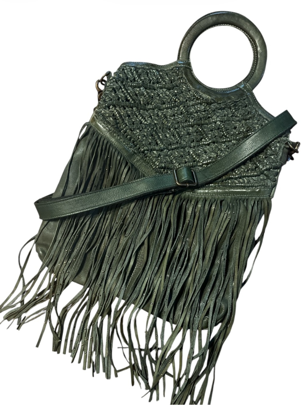Free People Leather Fringe Crossbody